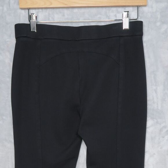 TORY BURCH Ponte Flare Black Pants Size S Gold-Tone Buttons Pull On Stretch - Picture 5 of 9